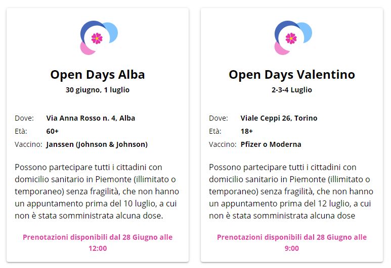 Open Day vaccini Torino