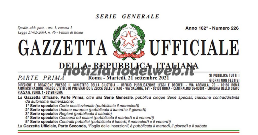 decreto green pass testo in gazzetta ufficiale del 21 settembre 2021