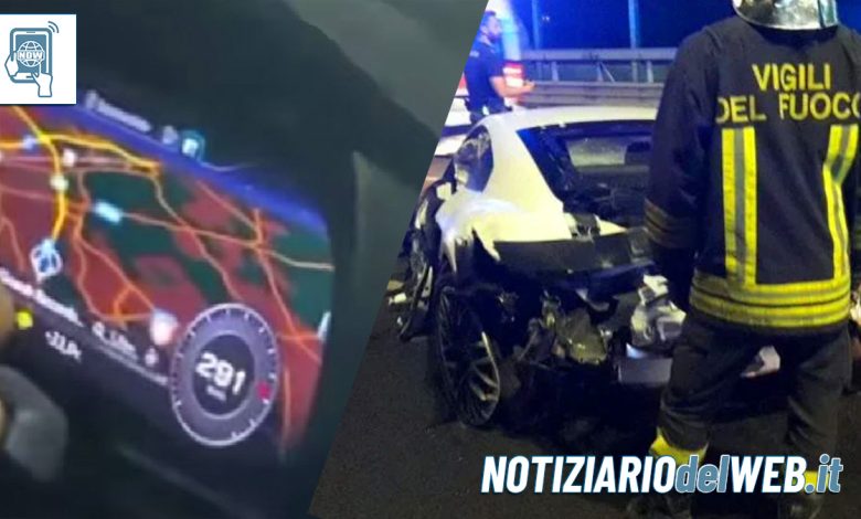 Incidente Roma Raccordo Audi R8 si schianta a 290kmh VIDEO