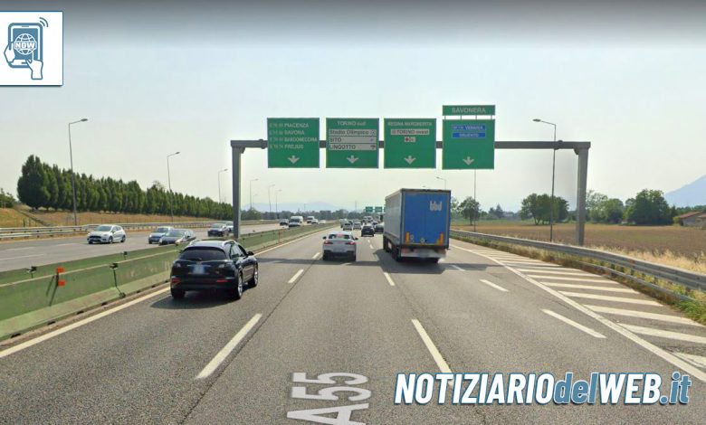 Incidente lungo la Tangenziale Nord di Torino oggi 18 luglio 2022: traffico rallentato