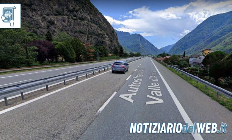 Incidente sulla A5 Torino-Aosta oggi 23 luglio: scontro tra due veicoli a Verrès