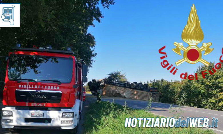 Incidente a Pollenzo oggi 22 agosto 2022: camion ribaltato