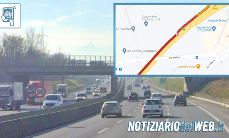 Incidente Tangenziale Torino oggi 22 agosto 2022 code all'altezza di Pianezza-Collegno