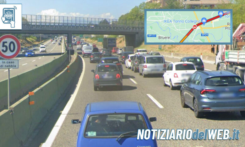 Incidente Tangenziale Torino Collegno oggi 25 ottobre