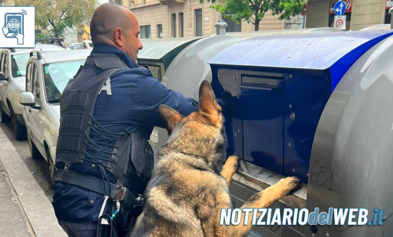 Torino, droga nascosta nei cassonetti per il vetro in corso Palermo