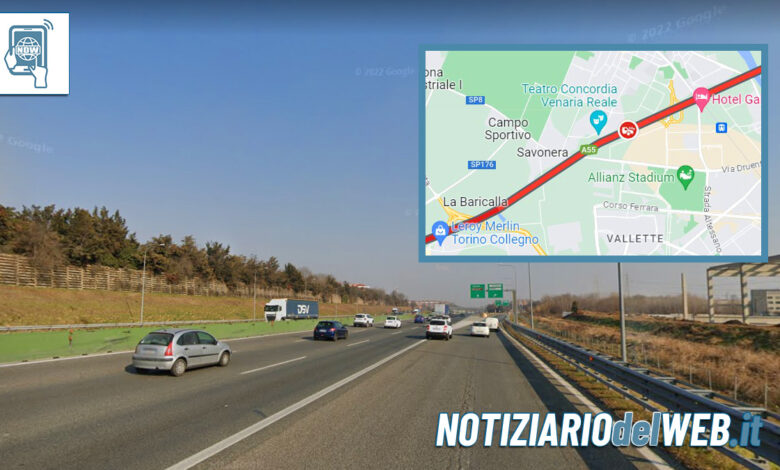 Incidente in Tangenziale a Torino oggi 21 giugno 2023 auto ribaltata altezza Collegno