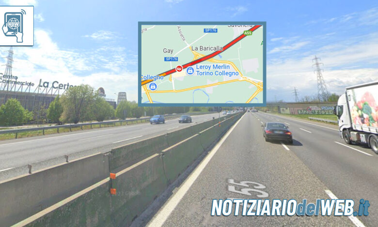 Incidente Tangenziale Torino oggi 13 luglio 2023, altezza Collegno