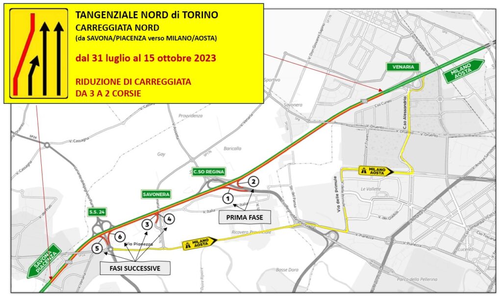 Lavori in Tangenziale a Torino fino al 15 ottobre 2023