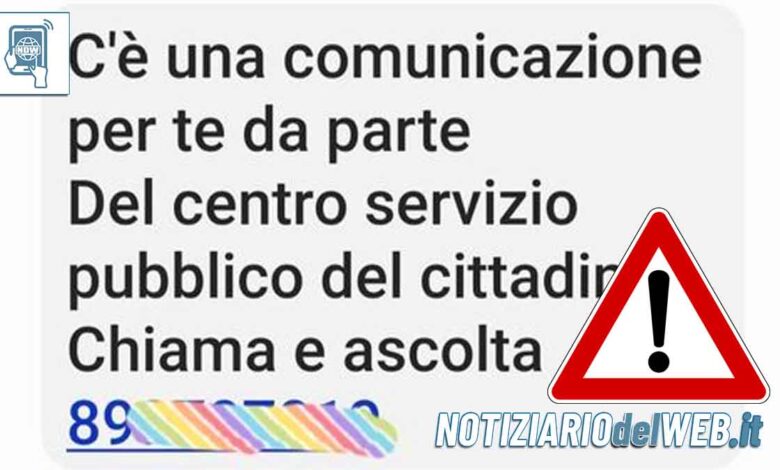 C'è una comunicazione per te occhio alla truffa al numero 89