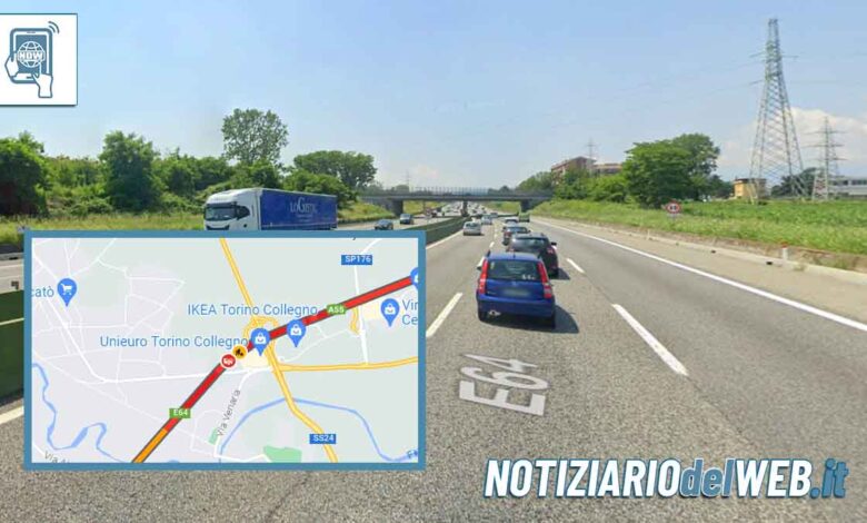 Incidente in Tangenziale a Torino oggi 4 settembre 2023 altezza Collegno