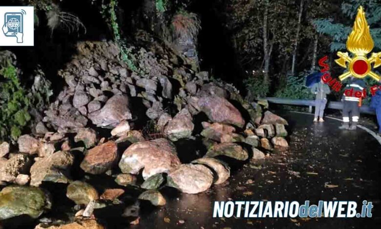 Bannio Anzino, frana sulla provinciale causa maltempo strada chiusa