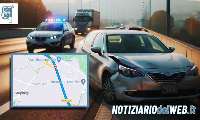 Incidente in Tangenziale a Torino oggi, 22 ottobre 2023 altezza Stupinigi