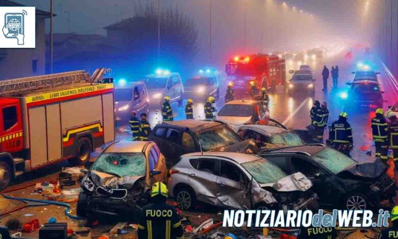 Incidente Ozzano Monferrato scontro tra cinque mezzi, 4 feriti