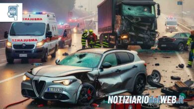 Incidente a Poirino oggi, 26 ottobre 2023 frontale tra auto e camion