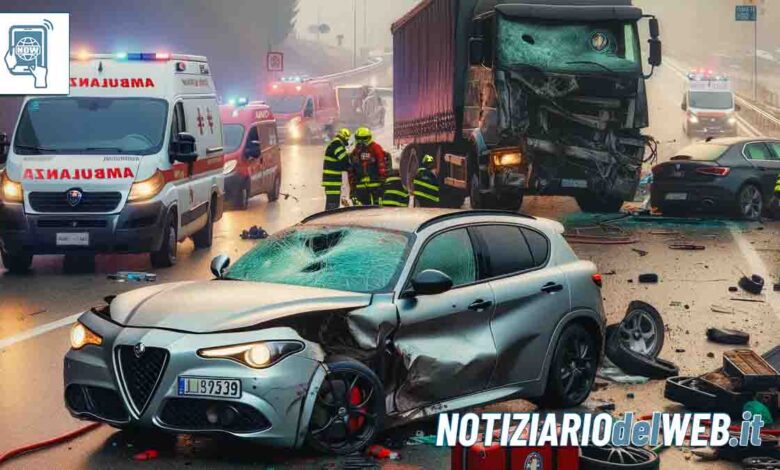 Incidente a Poirino oggi, 26 ottobre 2023 frontale tra auto e camion