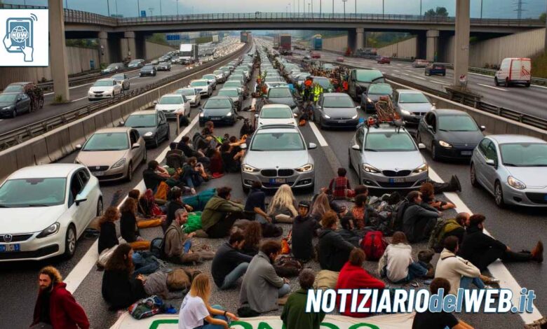 Manifestazione ecologista paralizza l'A4: sit-in e tensione a Torino