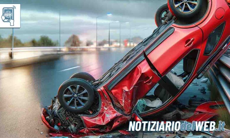 Incidente lungo la Tangenziale Nord di Torino auto si ribalta a Collegno