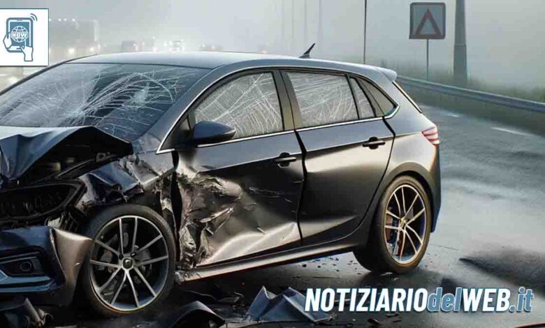 Incidente a Chivasso oggi 12 dicembre 2023 scontro tra 2 auto