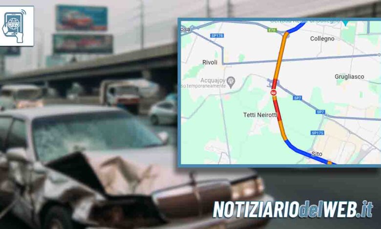 Incidente sulla Tangenziale di Torino oggi 15 dicembre 2023 altezza Allamano